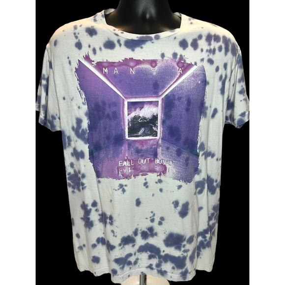 Fall Out Boy MANIA Album Tee Tie Dye Purple Graphic Band Unisex T-Shirt Sz Large - Picture 1 of 10